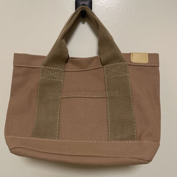 Small Brown Tan Canvas Tote Bag Purse with Pockets for Women Mini Tote Bag - Picture 1 of 8